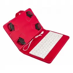 SilverHT Funda Universal con Teclado MicroUSB Roja/Blanca para Tablets de 7" - 8"