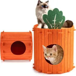 UAMLY Cama de fieltro con forma de zanahoria para gatos - L