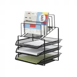 Bandeja Clasificadora Sobres Q-connect Kf17296 Metalica Rejilla Negra 3 Bandejas 300x350x420 Mm