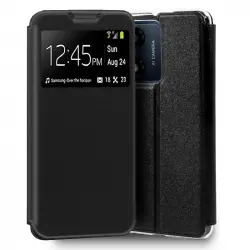 Cool Funda Flip Cover Liso Negro para Motorola Moto E13