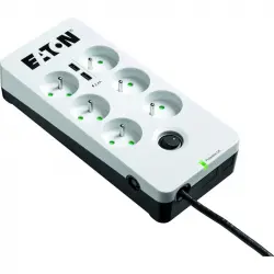 Eaton PB6UF Regleta con Limitador de Tensión 6 Salidas AC Tipo E con 2 USB-A 2500W 1.5m