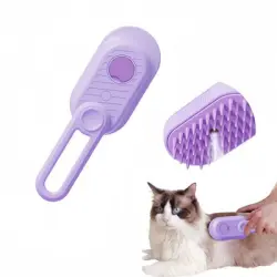 FurryFusion Cepillo de vapor para el aseo de gatos - Púrpura