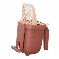FurryFusion Pala para arena de gato con cubo de almacenamiento - Rojo claro y rojo oscuro