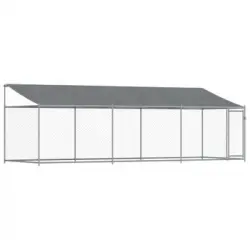 Jaula De Perros Techo Y Puerta Acero Galvanizado Gris 6x2x2 M Vidaxl