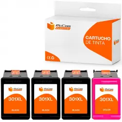 Pccom Essential HP 301XL Cartucho Tinta Compatible Negro/Tricolor Pack 3+1