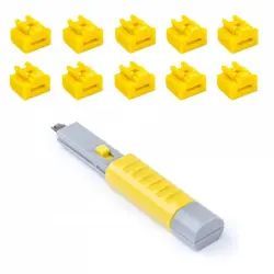Smart Keeper Pack 10 Bloqueos para Puertos RJ45 + Llave de Seguridad Amarillo