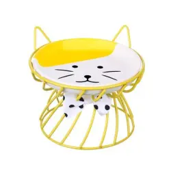 UAMLY Comedero de cerámica para gatos con patas altas - 1 pieza amarilla