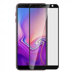 Avizar Protector de Pantalla de Cristal Templado Ultrafino Negro para Samsung Galaxy J6 Plus