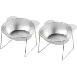 HausPets Comedero gato elevado acero 15° – 2 piezas - 2 cuencos de acero inoxidable