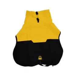 IMPERMEABLE  PARA PERRO BENETTON AMARILLO Y NEGRO TALLA 35 cm