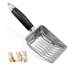 IntiMeg Pala grande de metal de acero inoxidable para arena de gatos - 1 pieza