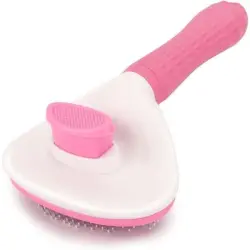 Pawffee Cepillo rosa autolimpiante: peine de masaje gatos perros, 1 clic - 1 pieza