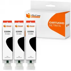 Pccom Essential Canon Pgi525 Cartucho Tinta Compatible Negro Pack 3