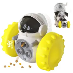 TheKingPet Robot amarillo  Interactivo con premios y de inteligencia para perros - 14 x 8 x 11 cm