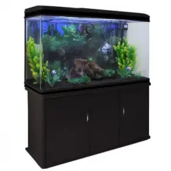 Acuario De 300l Con Mueble Negro, Accesorios Y Grava Negra