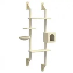 Árbol Rascador Para Gatos De Pared Crema 180 Cm Vidaxl