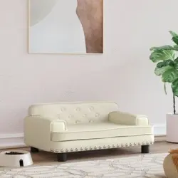 Cama Para Perros De Cuero Sintético Crema 70x45x30 Cm