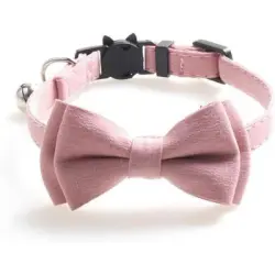 HausPets Collar gato cascabel pajarita - Cierre seguridad liberación rápida - rosa