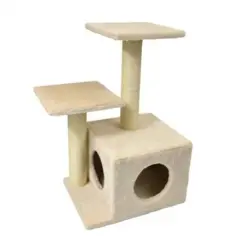 Nayeco Rascador para Gatos con Varias Alturas Savanna Noche Beige, 43 x 33 x 68 cm