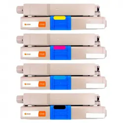 Pccom Essential Tóner Compatible con Oki C310/C510/MC351/MC361 Negro/Cian/Magenta/Amarillo Pack 4