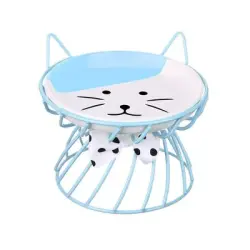 UAMLY Comedero de cerámica para gatos con patas altas - 1 pieza azul
