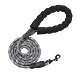 ZooVenture Correa perros alta resistencia - Cuerda reflectante mosquetón - Negro - 150 cm x 12 mm
