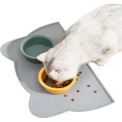 UAMLY Alfombrilla antideslizante para comida de gato - gris