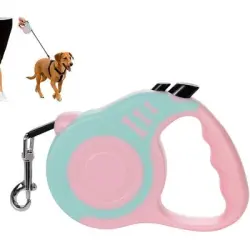 HausPets Correa retráctil de 5 m, 15 kg, azul lago rosa - Artículo 1