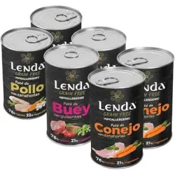 Lenda Paté para Perros Pack Degustación Pollo, Conejo y Buey - 6 x 400 g