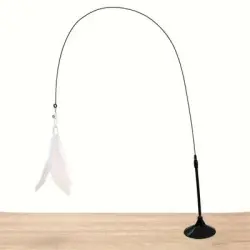 MCBOSON Caña de pescar de plumas para gatos, señuelo blanco - blanco