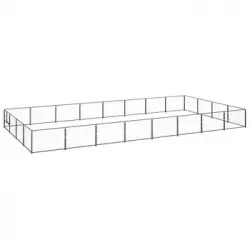 Perrera Exterior | Jaula Para Perro | Parque Para Mascotas Acero 32 M² Negra Cfw783661