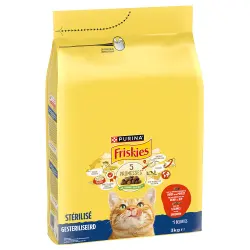 PURINA Friskies Sterilised Cat con vacuno, pollo y verduras - 3 x 3 kg - Pack Ahorro
