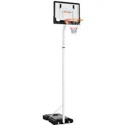 SPORTNOW Canasta de Baloncesto blanca con Ruedas y Altura Ajustable para jardín