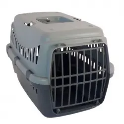 Transportin Rígido Para Mascotas Kennel Portátil Gris 46x31x32cm