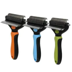 ZooVenture Rastrillo metálico para subpelo perro - Doble capa pelo suelto - Azul