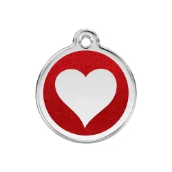 Placa identificativa Corazón Brillante Rojo M