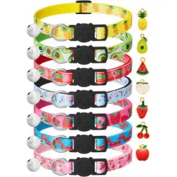 HausPets Juego 7 collares gatos diseño frutas cascabeles - Una unidad