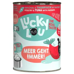 Lucky Lou Adult 6 x 400 g comida húmeda para gatos - Aves de corral y atún