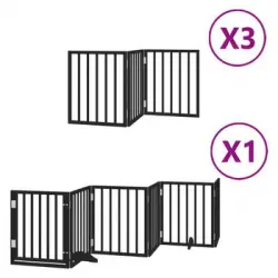 Puerta De Perros Plegable 15 Paneles Madera Álamo Negra 750 Cm Vidaxl