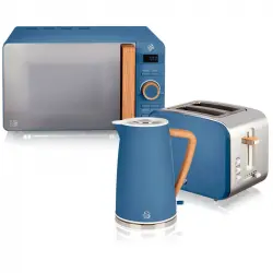 Swan Strp2060bluneu Nordic Set de Desayuno Hervidora 1.7L + Tostadora + Microondas Azul