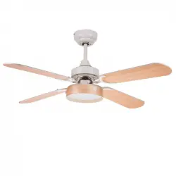 Fabrilamp Bornan Ventilador de Techo con Luz LED y Mando Aspas Reversibles 58W Haya/Blanco