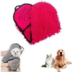 FurryFusion Toalla de baño para perros - Rojo