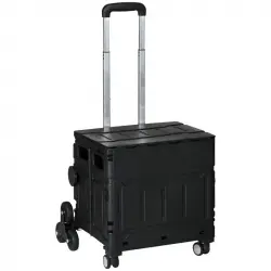 Homcom Carrito De La Compra Con 4 Ruedas Capacidad 35l 48x43x95 Cm Negro
