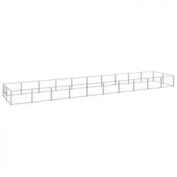 Perrera Exterior | Jaula Para Perro | Parque Para Mascotas Plateada 20 M² Acero Cfw784026