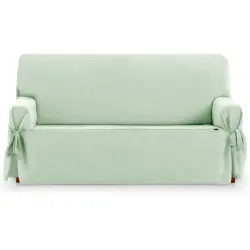 Protector Funda Sillon Sofa 1 Plaza con lazos. Color Verde. 1 Plaza (80 - 120 cm)