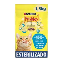 Purina Friskies Sterilized Pienso para gatos con salmón, atún y verduras - 1.5 kg