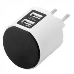 Simon Brico Adaptador de Corriente con Soporte + 2 USB Blanco