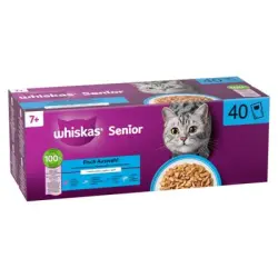 Whiskas 7+ Senior en bolsitas 40 x 85 g - Pescado en gelatina (4 variedades)