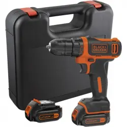 Black & Decker BDCDD12KB-QW Taladro Atornillador 10.8V 26Nm 10mm con Cargador/Maletín y 2 Baterías