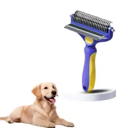 FurryFusion Peine desenredante 2 en 1 para perros de PetPlanet - Azul amarillo